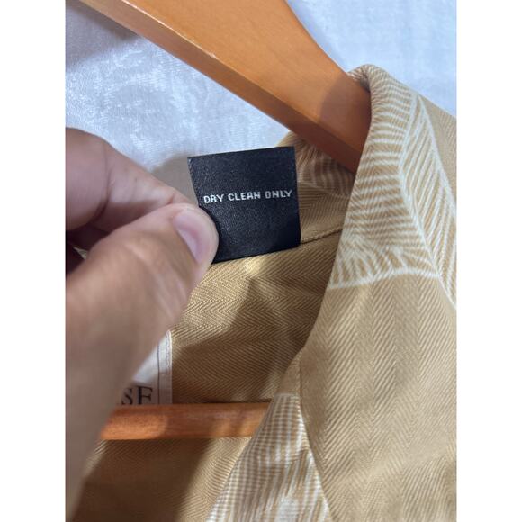 Paradise by Axis Button Up 1X BIG 100% Silk Yellow Palm Print Hawaiian Tropical - Picture 7 of 9